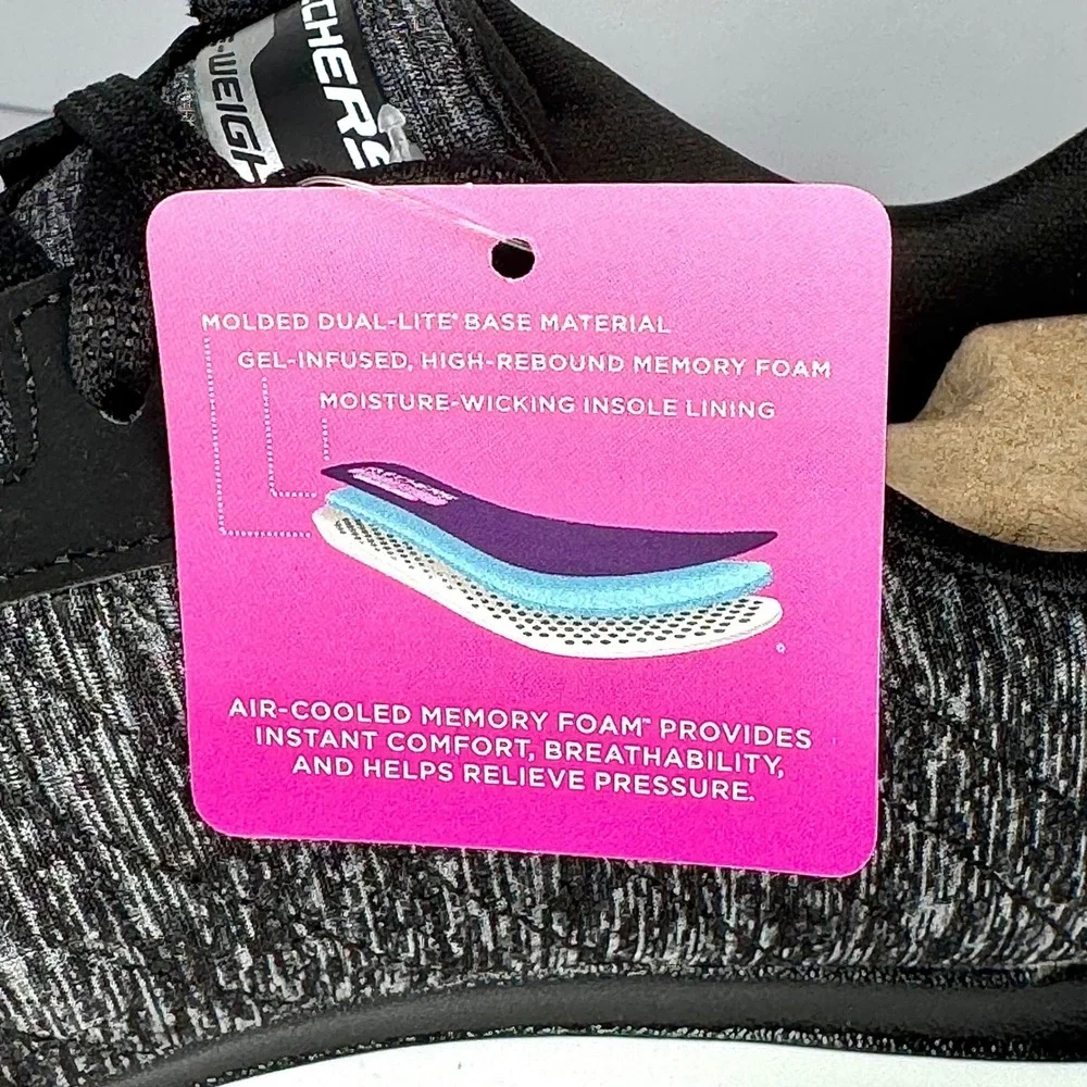 Skechers Flex Appeal 2.0 Womens 9.5 Wide Memory Foam Sneakers Black Comfort New - Picture 10 of 11